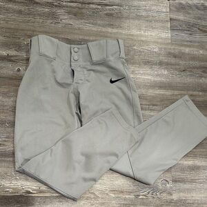Boys NIKE Light Gray Performance Baseball Pants with Black Swoosh, like new!!
